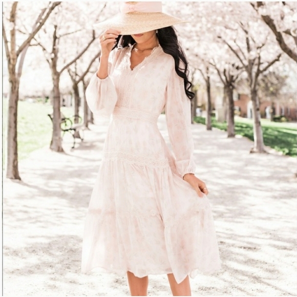 ISO RACHEL PARCELL VEILED ROSE DRESS LARGE - Picture 4 of 4